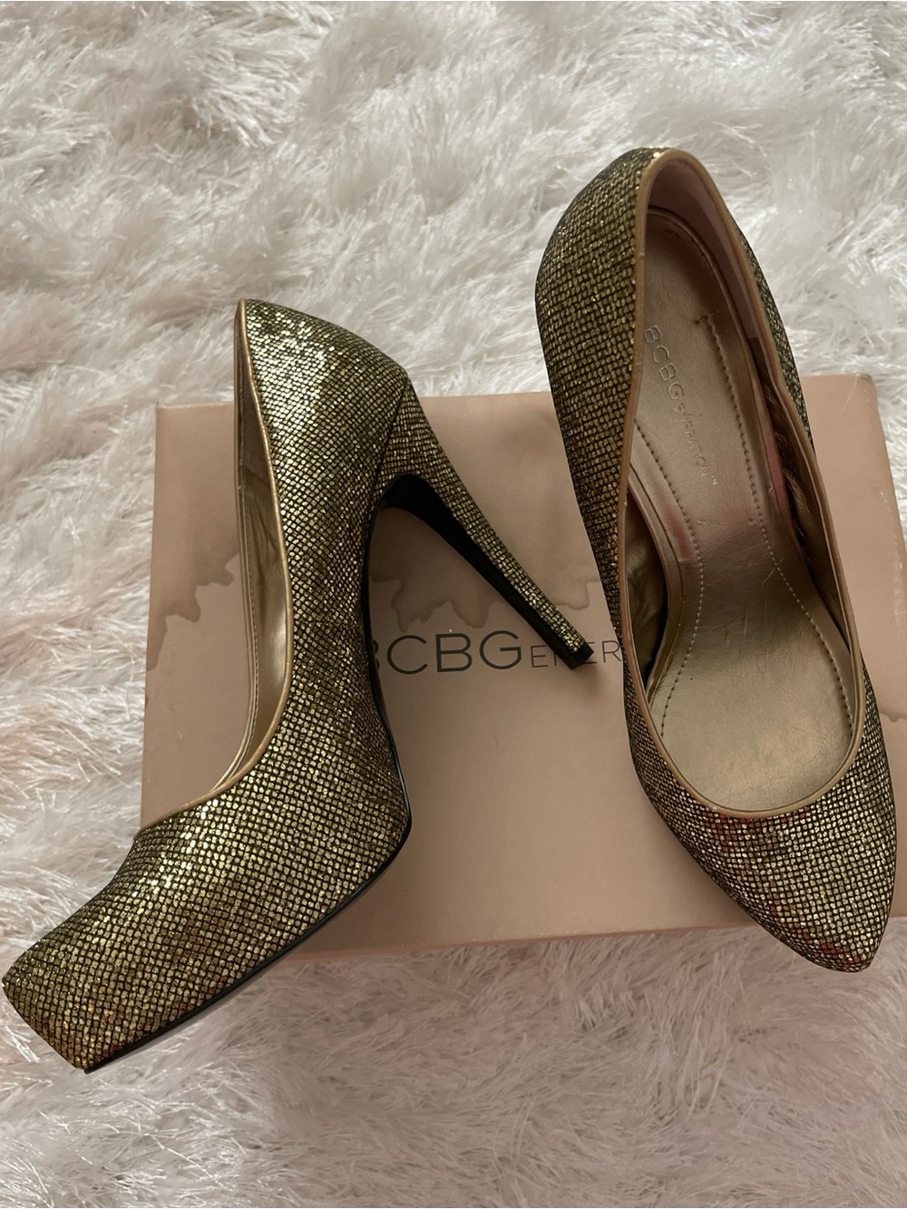 BCBGeneration Metallic Gold Pointed-Toe Stiletto Pumps
